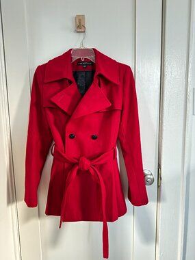 Via Spiga Red Wool Peacoat